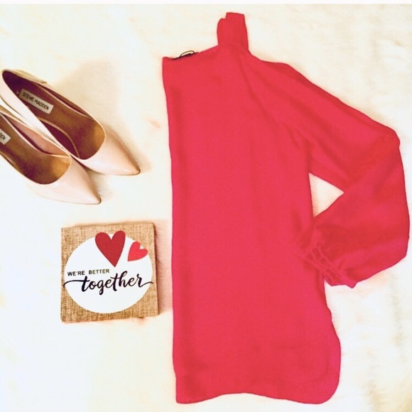 Elie Tahari Lindy Silk Blouse Pink Cold Shoulder - Picture 8 of 8